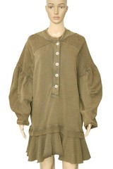 Free People Zander Mini Dress Seaweed Button Layered Ruffle Long Sleeve NEW S
