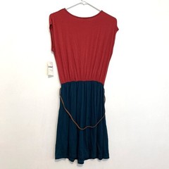 NEW NWT GILLI MODCLOTH Red Teal Blue Feather Belted Mini Dress NO SIZE — S M ??