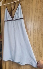PRINCESS POLLY Baseline Halter Ribbed Mini Dress 12 Festival Rave Club Glam Blue