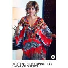 Shahida Parides Nomad Kaftan feather print Lisa Rinna Real Housewives OS One Sz