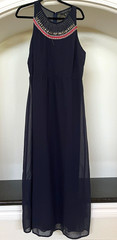 Forever 21+ Women’s Navy Maxi Dress Sleeveless Beaded Round Neck Lined 2X