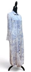 Soft Surroundings Damask Floral Long-Sleeve Maxi Dress Snap Button-Up Medium M