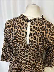 Joe Browns Leopard Print Tiered Dress 3/4 Sleeve Ruffle Women&rsquo;s UK12 C5513