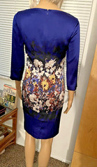 St John Dress RARE Blue Silk Floral Sz O – Finest Details Lined Stretch, Bodycon