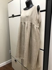 Veritecoeur Empire Waist Kinari Medium Weight Linen Pleat Dress
