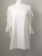 Alexis White Ruffled A-line Mini Casual Wedding Bridal Dress XS Coastal