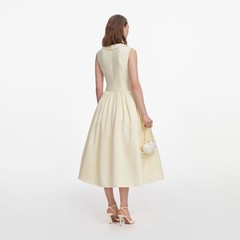 Self Portrait YELLOW TAFFETA COLLARED MIDI DRESS $ 695 Size US 14 UK 18