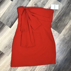NWT Givenchy Cherry Red One Shoulder Bow Mini Cocktail Dress Size 40/8 Designer