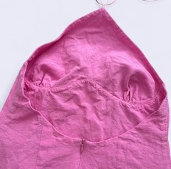 Luxe Natalie Rolt Poppy Pink Linen Mini Dress Halter Made in Australia