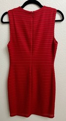 Calvin Klein Red Sheath Dress Womens 6 Textured Ruched Sleeveless Romantic