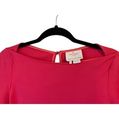 Kate Spade Solid Pink Fit & Flare Mini Dress Boatneck 3/4 sleeve