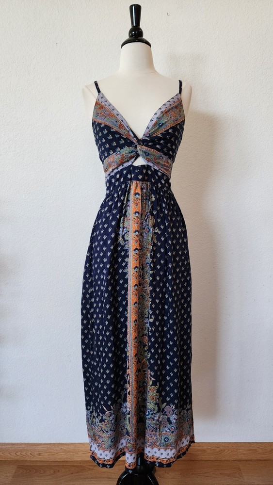 New Anthro Midi Dress Size Small Blue Floral Coquette Wedding Garden Brunch