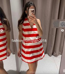 ZARA NEW WOMAN STRIPED MINI DRESS WHITE RED XS-XL 3293/055/061
