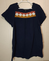 Madewell Patchwork Shift Mini Dress Size XXL Dark Nightfall Blue Pockets Cotton