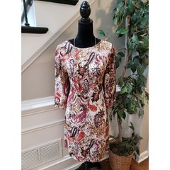 KUT from the Kloth Dress Women 12 Multicolor Paisley 3/4 Sleeve Lined Stretch