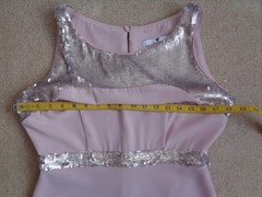 V Very pink silver sequined evening dress full length ballgown prom party UK10