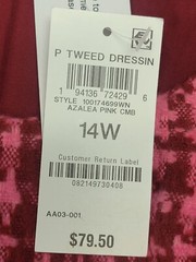 On 34th Mini Dress Womens Plus 14W Pink Plaid Tweed Wool Blend Sheath NWT
