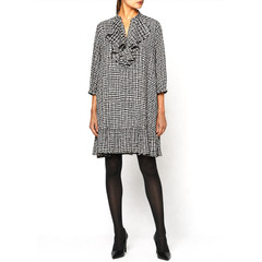 Scanlan Theodore Dress Oversized AU 6 /US 2 /XS Check Black Gingham Ruffle Short