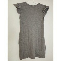 RD Style Heather Gray Ruffle Cap Sleeve T-Shirt Dress Mini Shift Crew Neck S