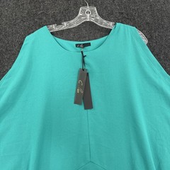 C Luce Dress Womens Large Green Chic Tunic Dolman Sleeve Batwing Solid