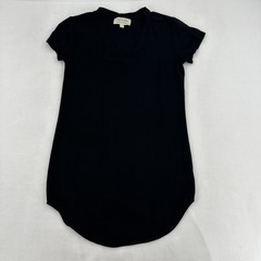 Cloth & Stone Black V-Neck Short Sleeve Rayon T-Shirt Dress Small C6784-533-302