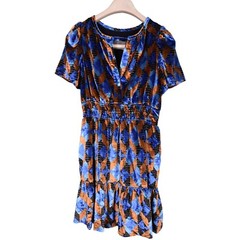 NEW By Anthropologie The Somerset Mini Dress: Velvet Edition Blue Motif Sz S NWT
