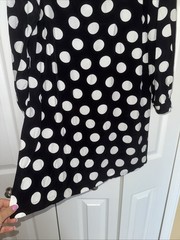 NWT Loft Black & White Polka Dots Balloon Sleeve Swing 100%Viscose Dress Size M
