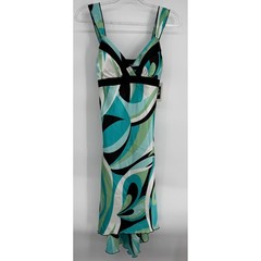 IN San Francisco Womens Handkerchief Hem Dress Aqua Teal Lime Sz 9 NEW Orig $59