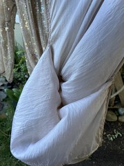 VTG Swee Lo XL 100% Silk Beaded Sequin Champagne Art Deco Evening Dress Belt