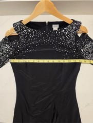 CACHÉ Vintage 2013 Black Cold Shoulder Long Sleeve Sparkle Rhinestone Midi Dress