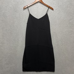 VINCE Slip Dress Womens Small Black Satin Silky Poly Strappy Sleeveless Solid