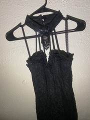 Women’s Black Solid Lace Strappy Sleeveless Long Maxi Dress Size S Regular