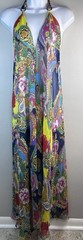 Sheer halter Cover Up Dress Bright Paisley Floral Print ONE SIze