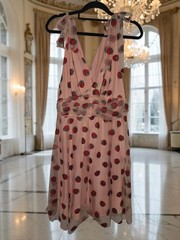 NWT Retro Stage Pink Strawberry Glitter Tulle Midi Dress XL Cottagecore
