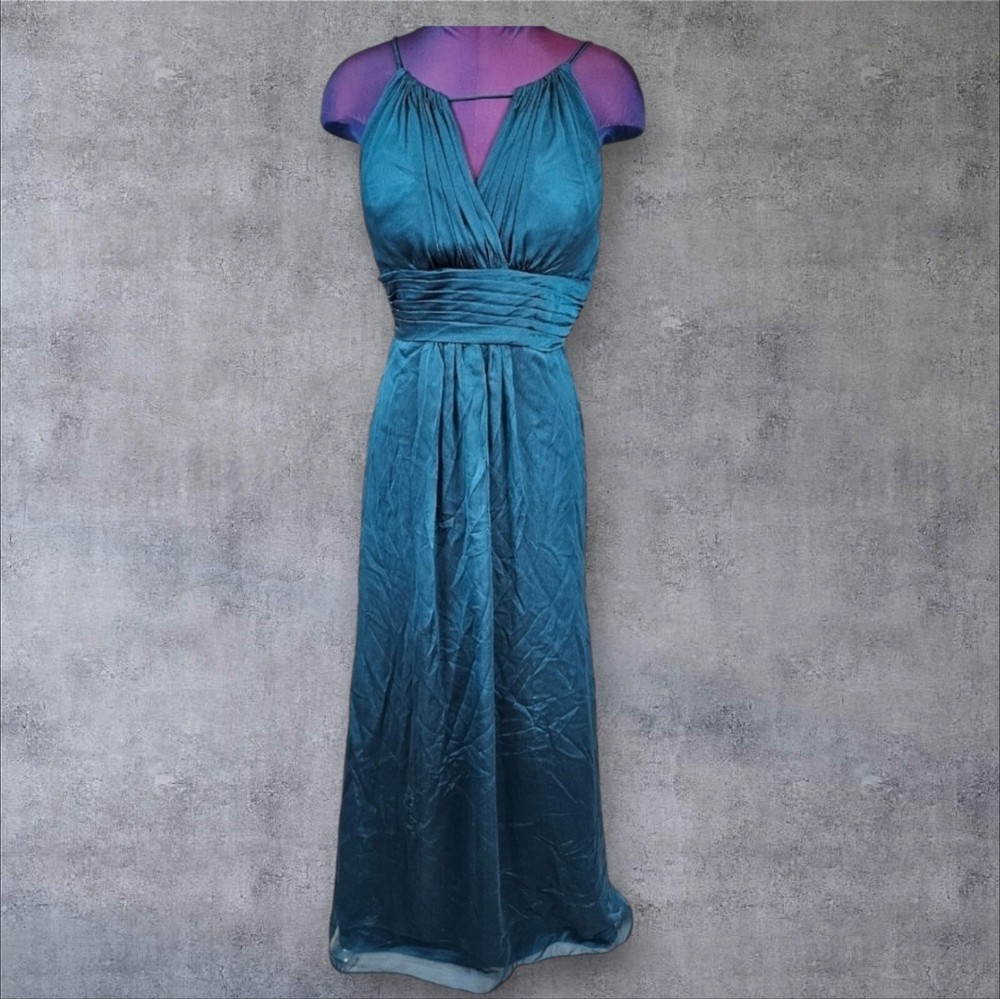 Belsoie by Jasmine Teal Jewel Tone Halter Neck A-Line Gown Size 8 Women&rsquo;s U16