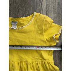 Vintage 1990s Maternite’ Yellow Maternity Mini Dress Daisy Embroidered Trim L