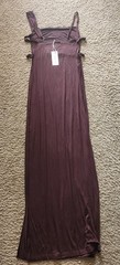 Riot Swim Monroe, Brown Chocolate, Side Split Coverup Maxi Dress, S/M