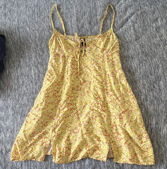 Wild Fable Yellow/Pink Floral V-Neck Strappy Mini Sundress Pockets M