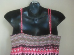 ROUTE 66 RED BLACK GREEN MULTICOLOR STRIPE LONG 100% COTTON DRESS SIZE L