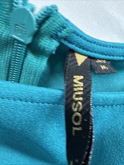 Miusol Women&rsquo;s Dress Size Medium Teal Blue Sleeveless Ruched Flattering Zipper