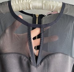 Choklate Black/Gold Fit & FlareShort Dress Sweetheart Sheer Mesh Yoke Zip S