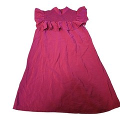 A New Day Womens Magenta Pink Smocked High Neck Ruffle Sleeveless Midi Dress XL