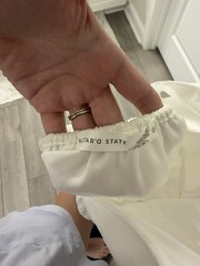 Altar&rsquo;d State White Solid Dress S Square Neck Ruffle Strap Bow Elastic Waist