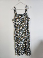 Daily Practice Square Neck Midi Floral Comfortable Strech Body Con Midi Dress
