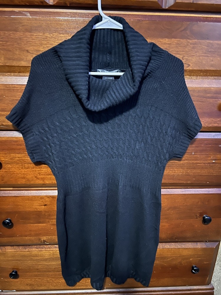 Women’s United States Sweaters Turtle Neck Sweater Dress Black Size Large