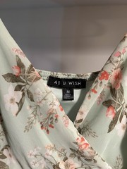 As U Wish Floral Dress Size Medium Mint Green Dress White and Red Flowers