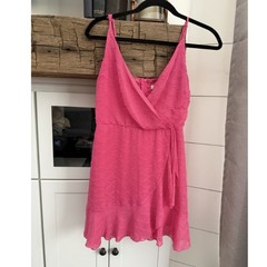 Speechless Pink Wrap V-Neck Textured Mini Dress Ruffle Hem Size Small Y2K