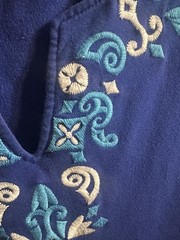 Hatley Women’s Royal Blue Embroidered Tassel Tunic Dress 3/4 Sleeve