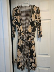White House Black Market Black and Brown Reversible Wrap Dress