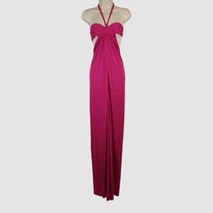 Naeem Khan Women Pink Halter Sleeveless Tie-Back Slit-Leg Gown Dress Size 2